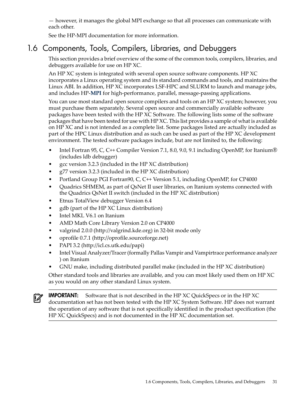 HP XC System 3.x Software User Manual | Page 31 / 145