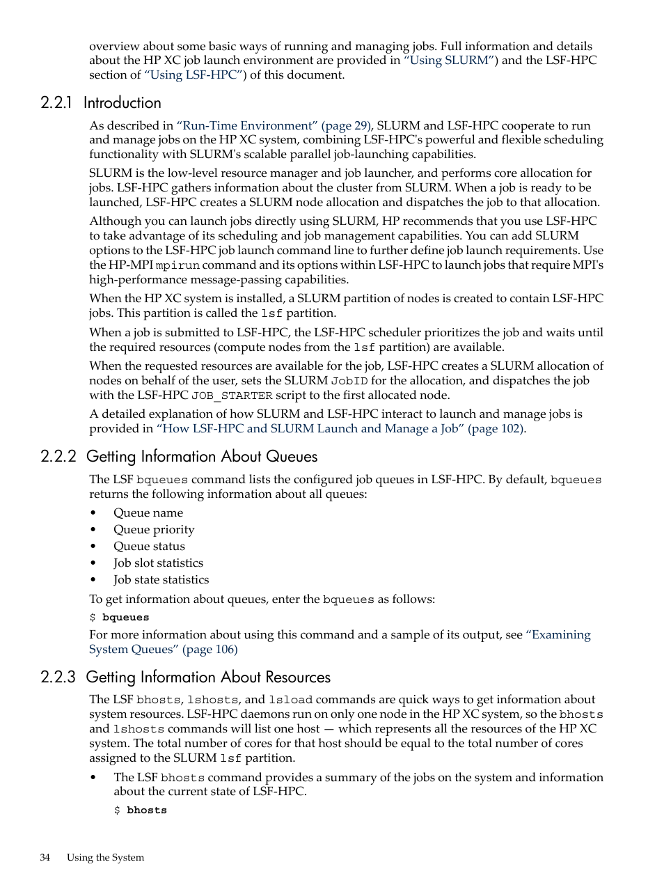 1 introduction, 2 getting information about queues, 3 getting information about resources | HP XC System 3.x Software User Manual | Page 34 / 145