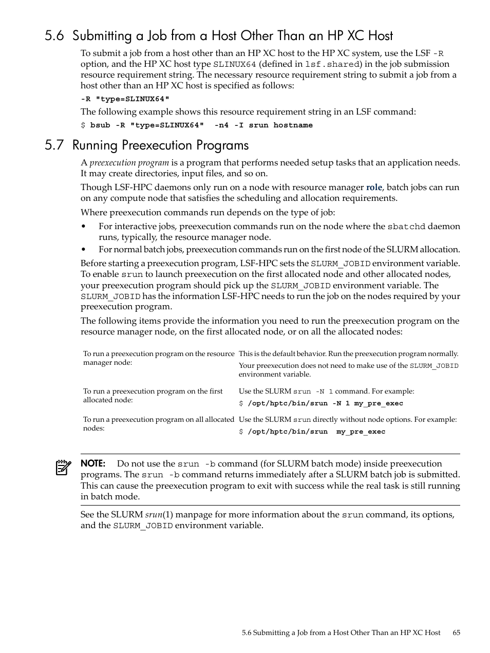 7 running preexecution programs | HP XC System 3.x Software User Manual | Page 65 / 145