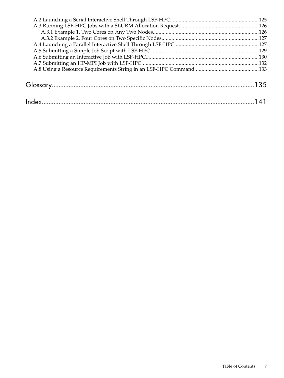 Glossary index | HP XC System 3.x Software User Manual | Page 7 / 145