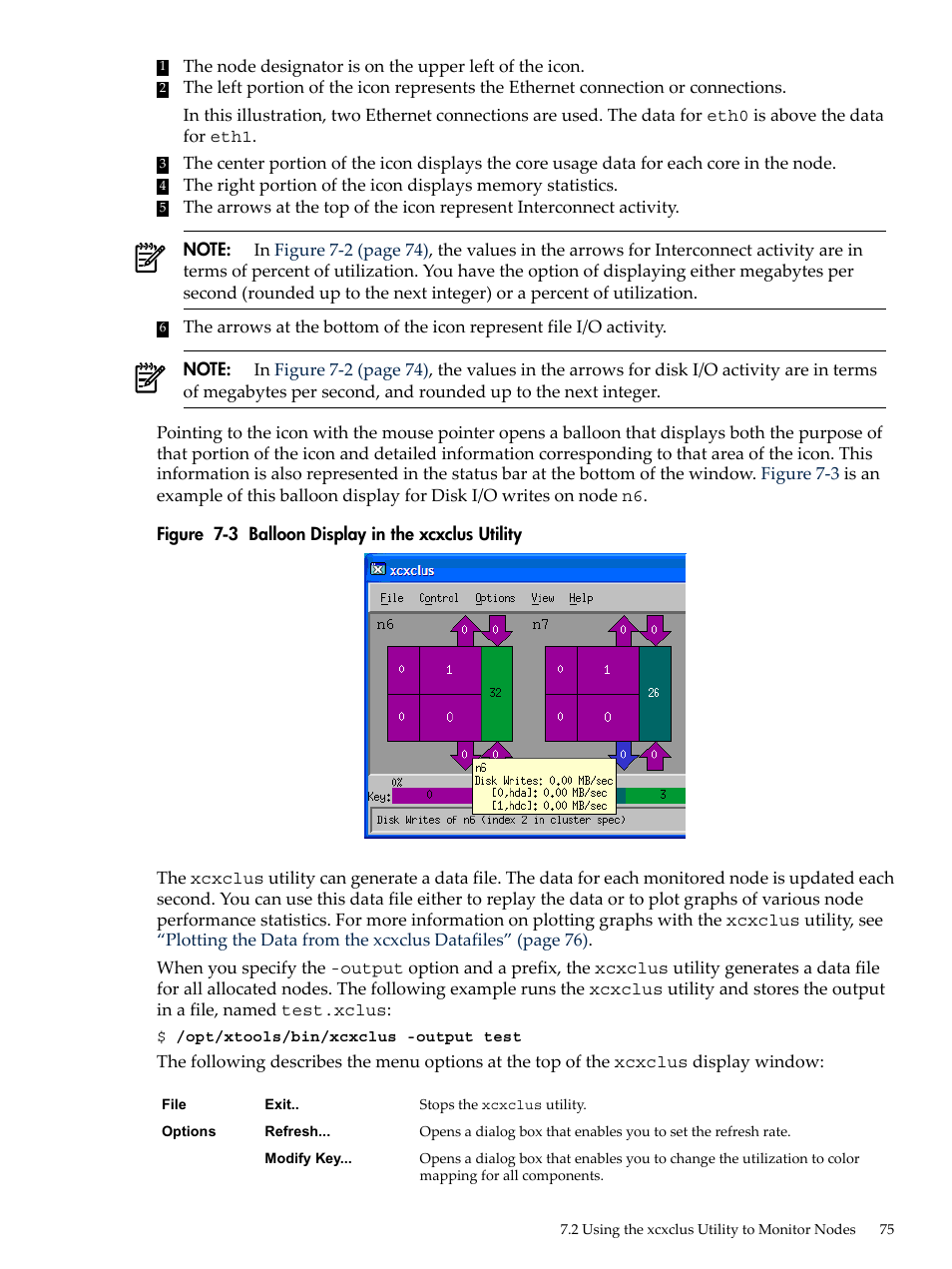 Balloon display in the xcxclus utility | HP XC System 3.x Software User Manual | Page 75 / 145