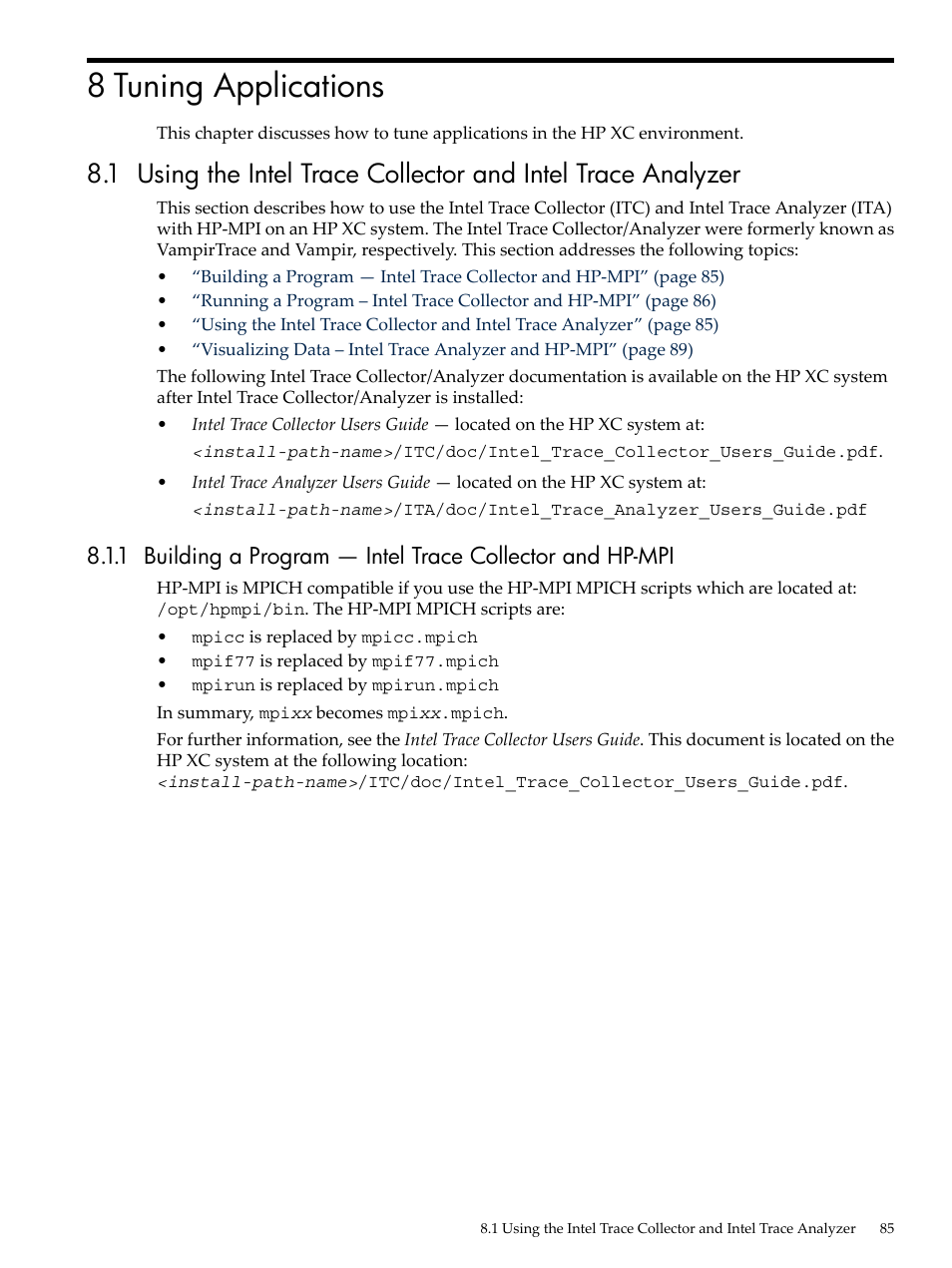 8 tuning applications | HP XC System 3.x Software User Manual | Page 85 / 145