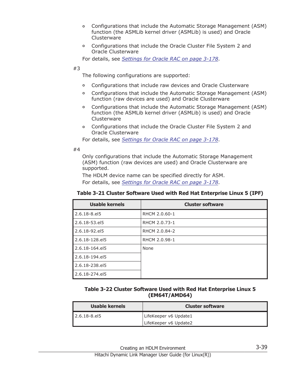 Table 3-22 cluster software used with red hat | HP XP P9500 Storage User Manual | Page 107 / 640