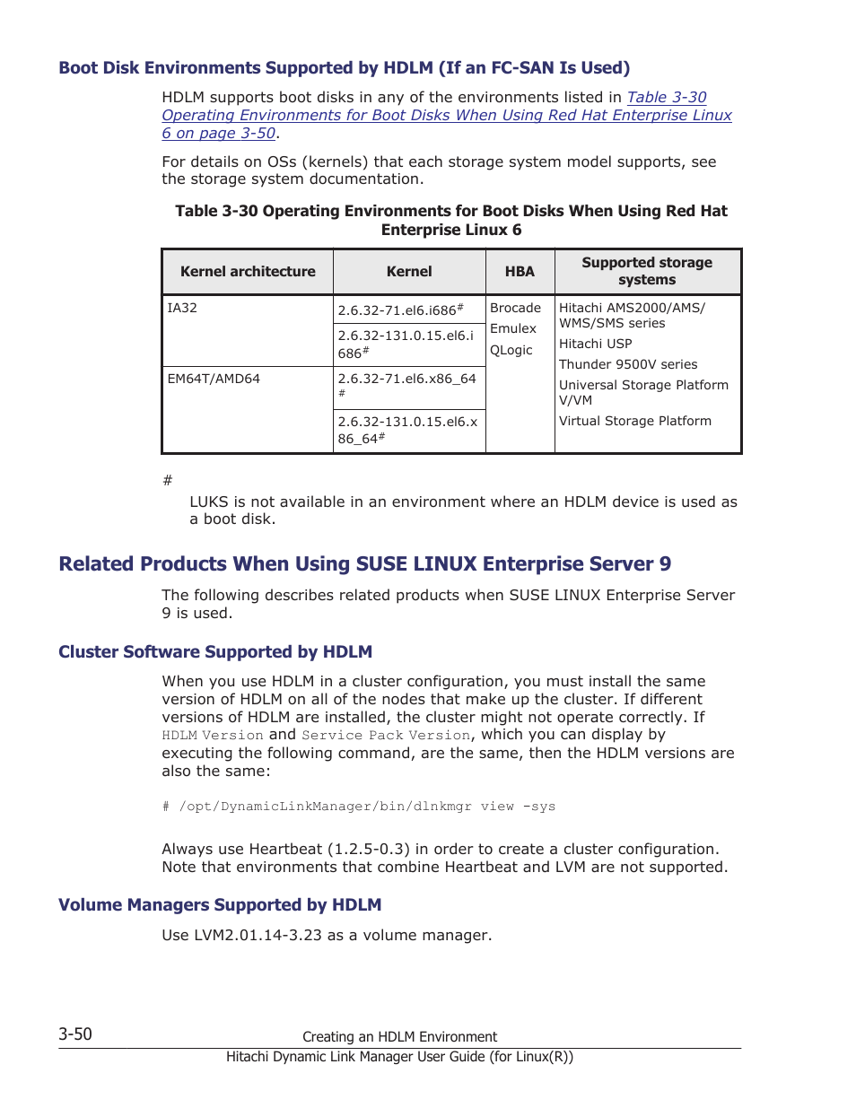 Cluster software supported by hdlm -50, Volume managers supported by hdlm -50, Related products | HP XP P9500 Storage User Manual | Page 118 / 640