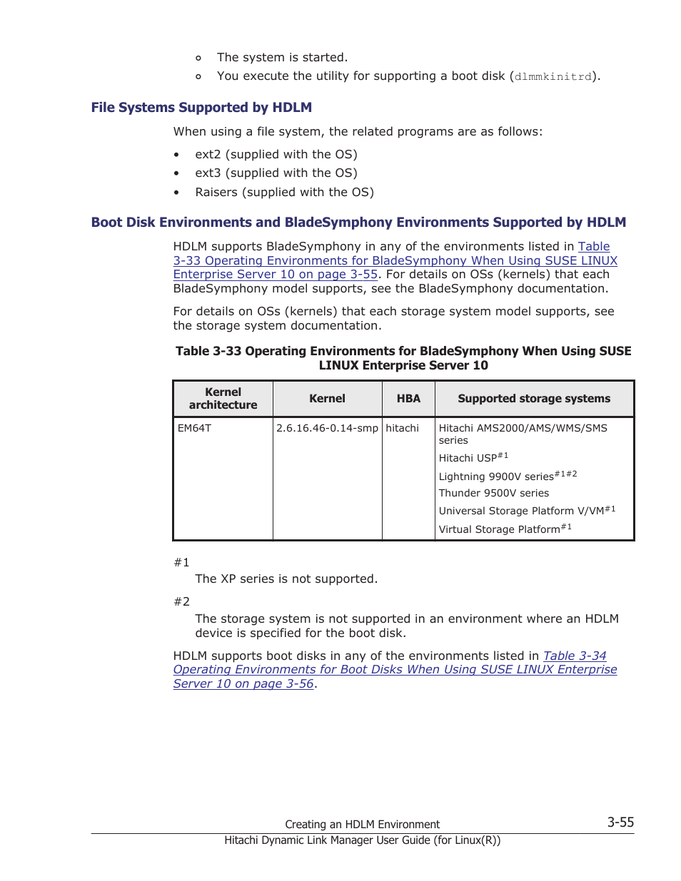 File systems supported by hdlm -55, Hdlm -55 | HP XP P9500 Storage User Manual | Page 123 / 640