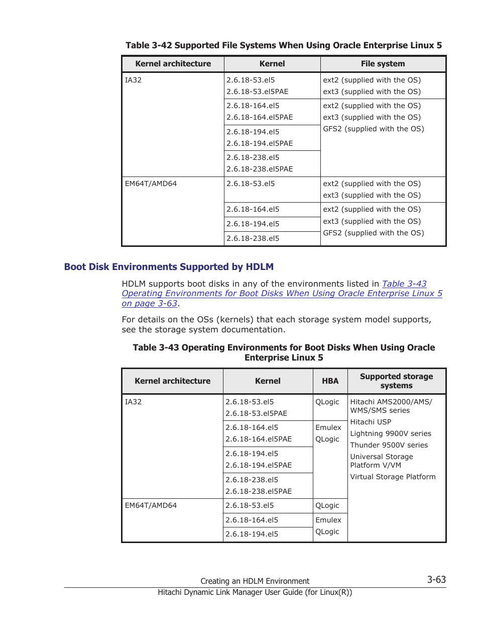 Boot disk environments supported by hdlm -63 | HP XP P9500 Storage User Manual | Page 131 / 640