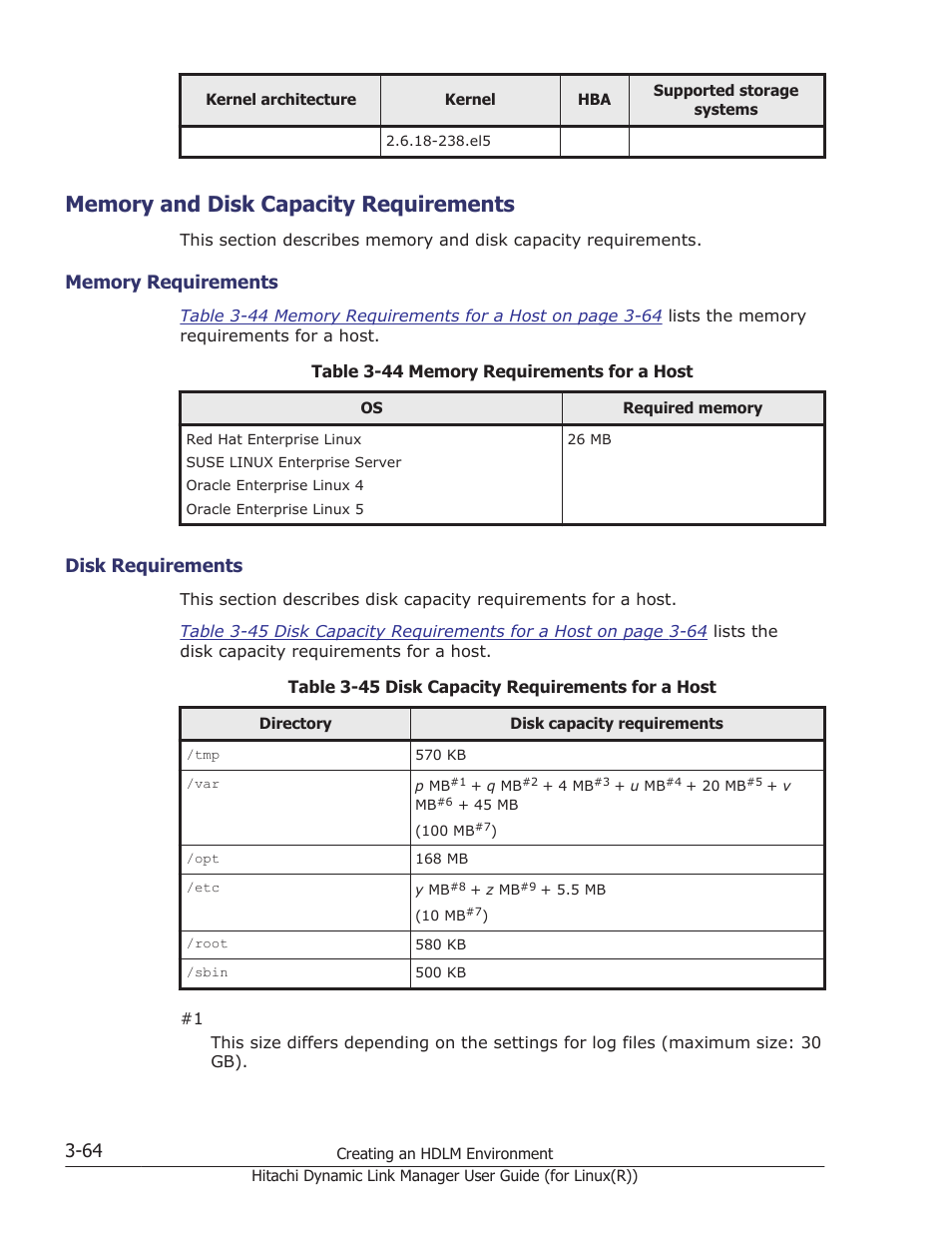 Memory and disk capacity requirements, Memory and disk capacity requirements -64, Memory requirements -64 | Disk requirements -64, Disk requirements | HP XP P9500 Storage User Manual | Page 132 / 640