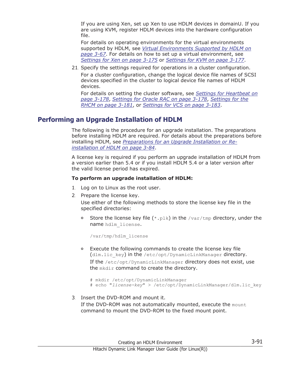 Performing an upgrade installation of hdlm, Performing an upgrade installation of hdlm -91 | HP XP P9500 Storage User Manual | Page 159 / 640