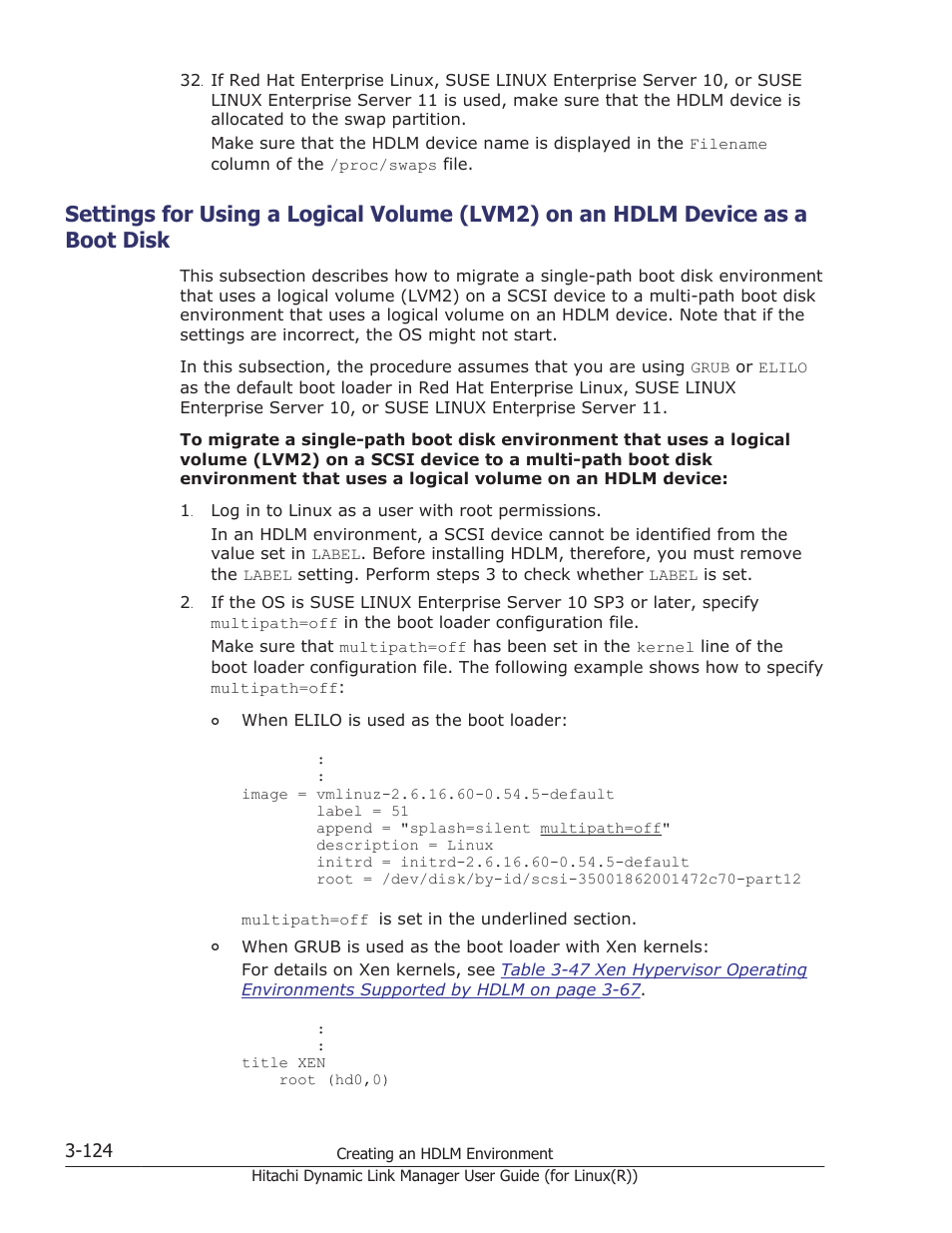 Logical volume on an hdlm device (for details, see, Settings for using a, See steps 1 to 9 in | Settings for using a logical volume (lvm2) on an, See steps 11 to 27 in | HP XP P9500 Storage User Manual | Page 192 / 640