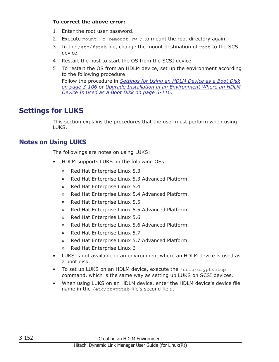 Settings for luks, Notes on using luks, Settings for luks -152 | Notes on using luks -152, For details on setting up luks, see | HP XP P9500 Storage User Manual | Page 220 / 640