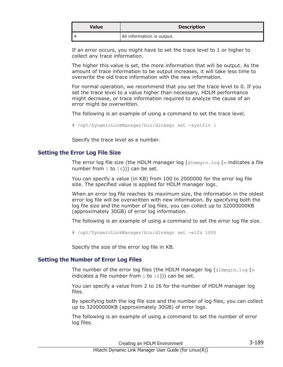 Setting the error log file size -189, Setting the number of error log files -189 | HP XP P9500 Storage User Manual | Page 257 / 640