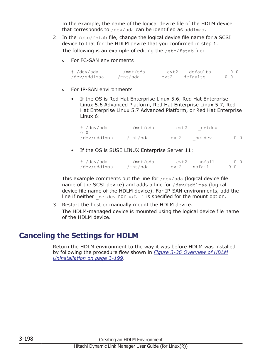 Canceling the settings for hdlm, Canceling the settings for hdlm -198 | HP XP P9500 Storage User Manual | Page 266 / 640
