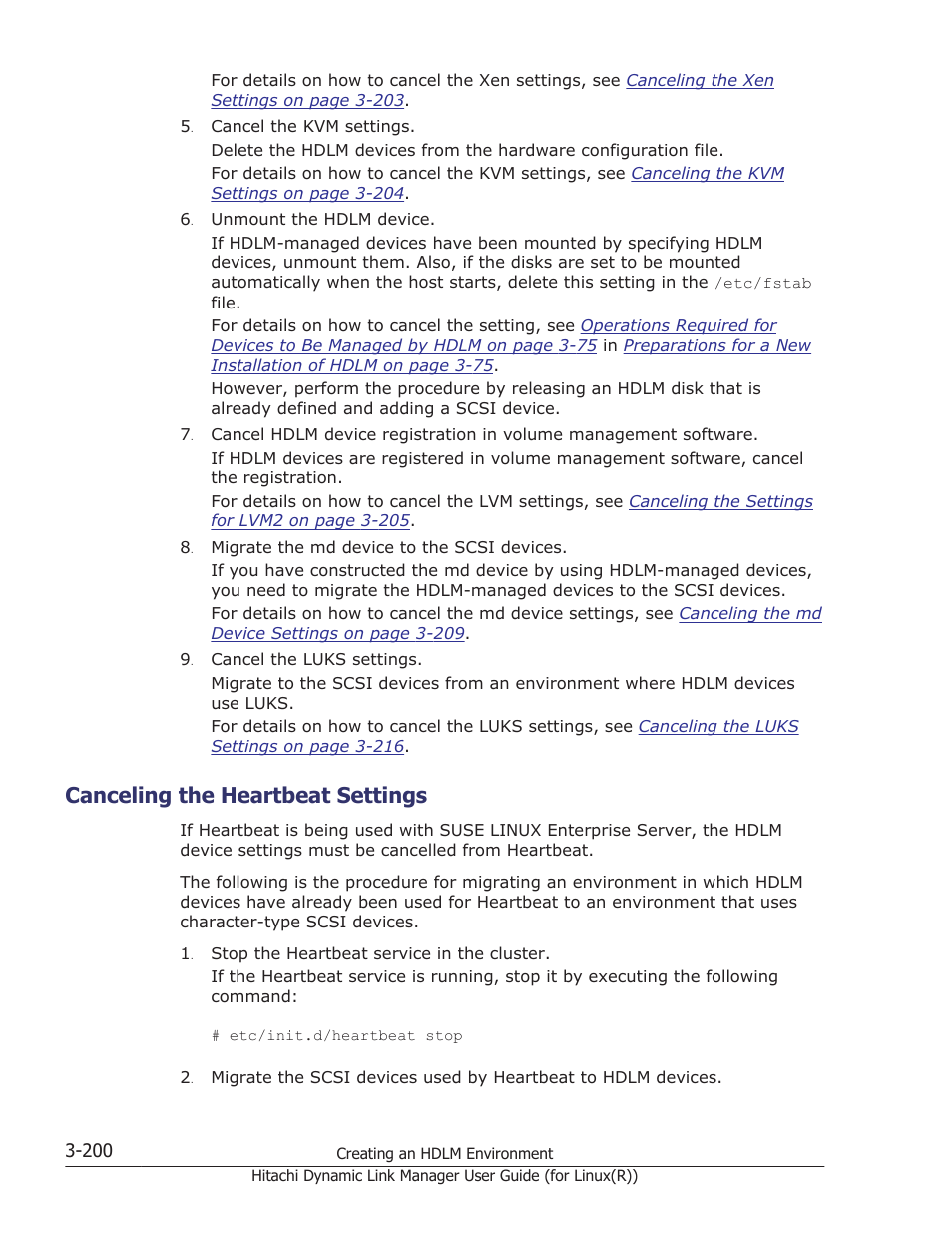 Canceling the heartbeat settings, Canceling the heartbeat settings -200, Canceling the | For details on how to cancel the oracle | HP XP P9500 Storage User Manual | Page 268 / 640