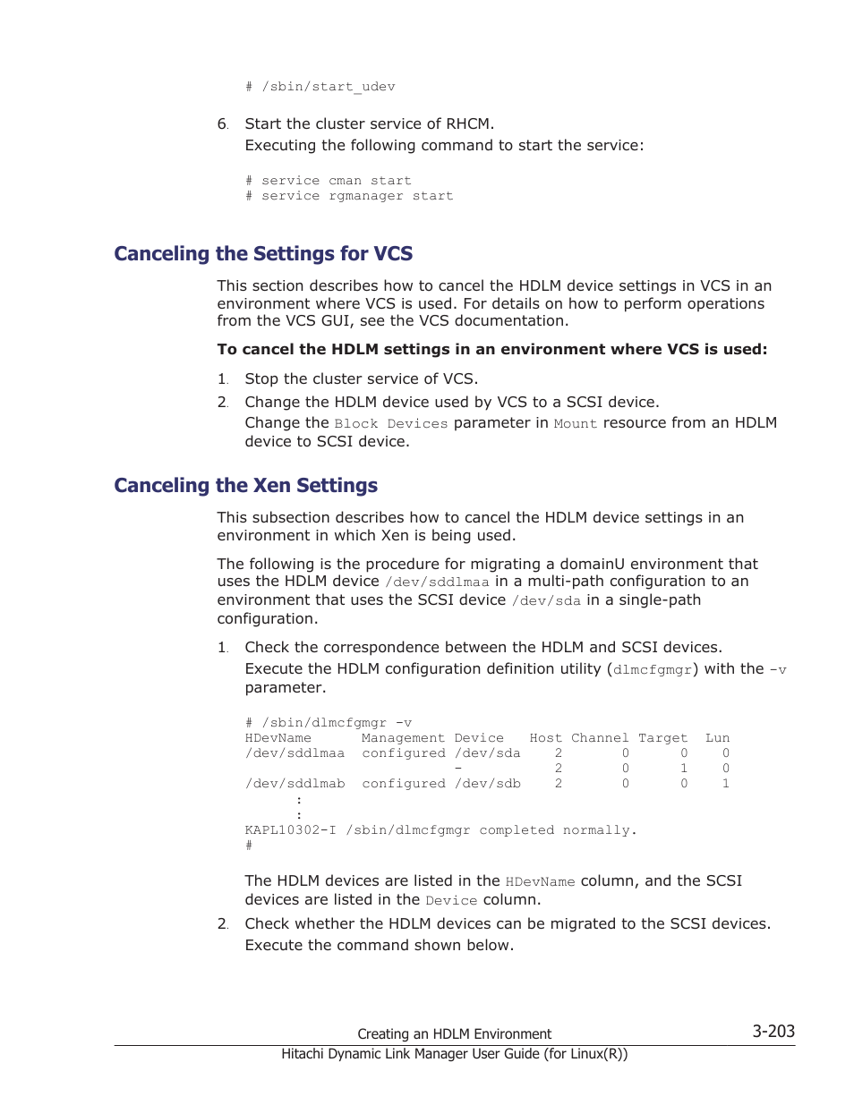 Canceling the settings for vcs, Canceling the xen settings, Canceling the settings for vcs -203 | Canceling the xen settings -203, For details on how to cancel the xen settings, see, Canceling the xen | HP XP P9500 Storage User Manual | Page 271 / 640