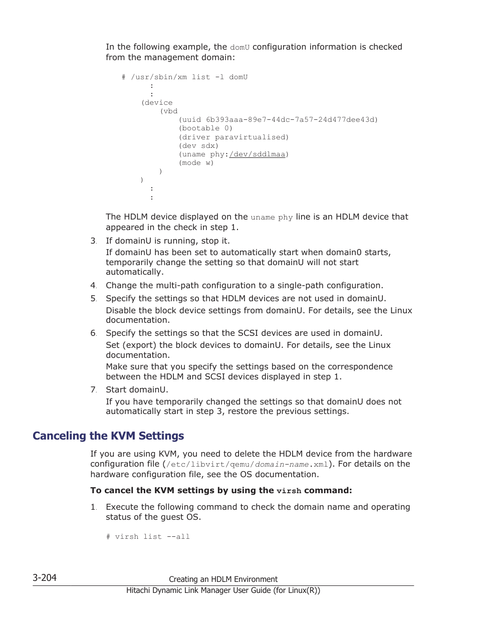 Canceling the kvm settings, Canceling the kvm settings -204, For details on how to cancel the kvm settings, see | Canceling the kvm | HP XP P9500 Storage User Manual | Page 272 / 640