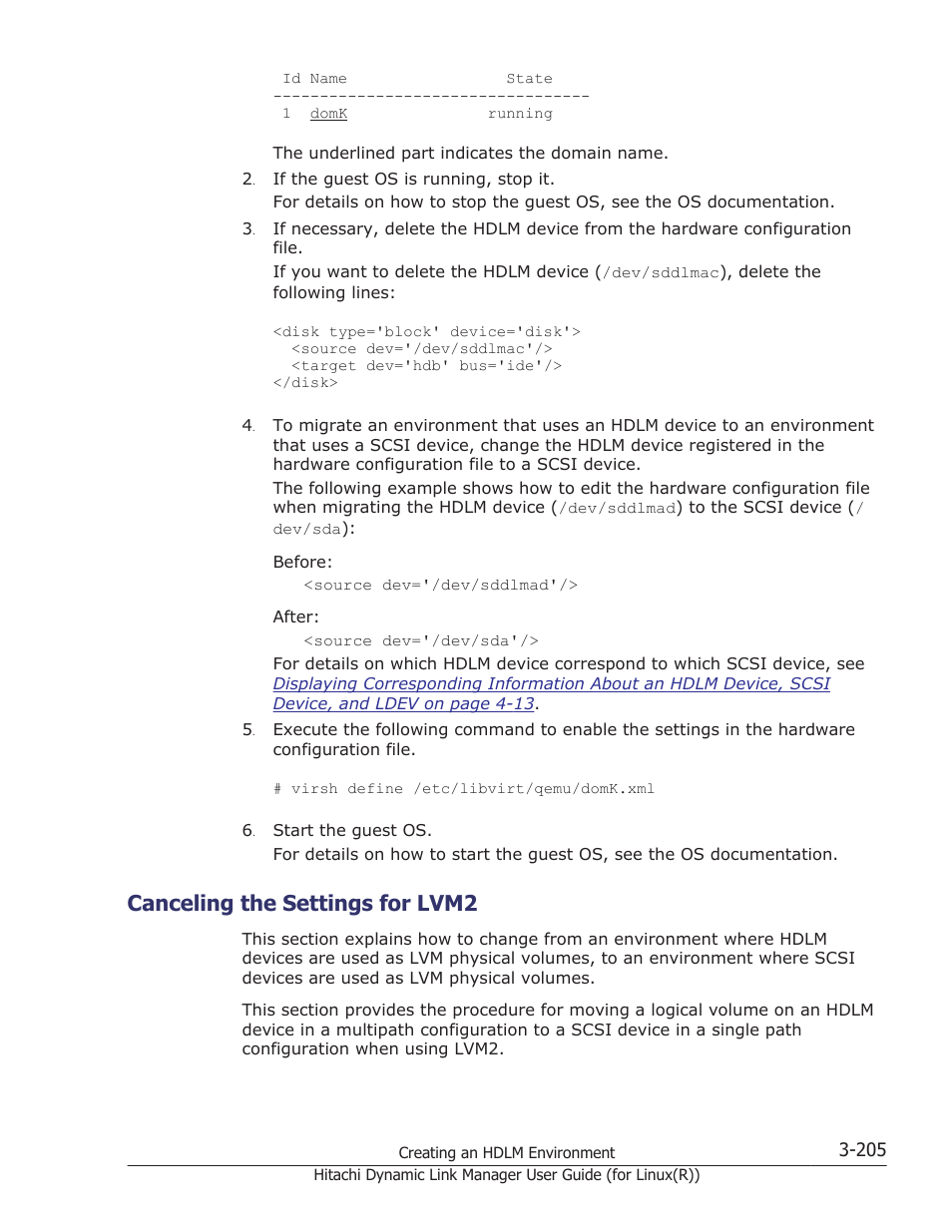 Canceling the settings for lvm2, Canceling the settings for lvm2 -205, For details on how to cancel the lvm settings, see | Canceling the settings | HP XP P9500 Storage User Manual | Page 273 / 640