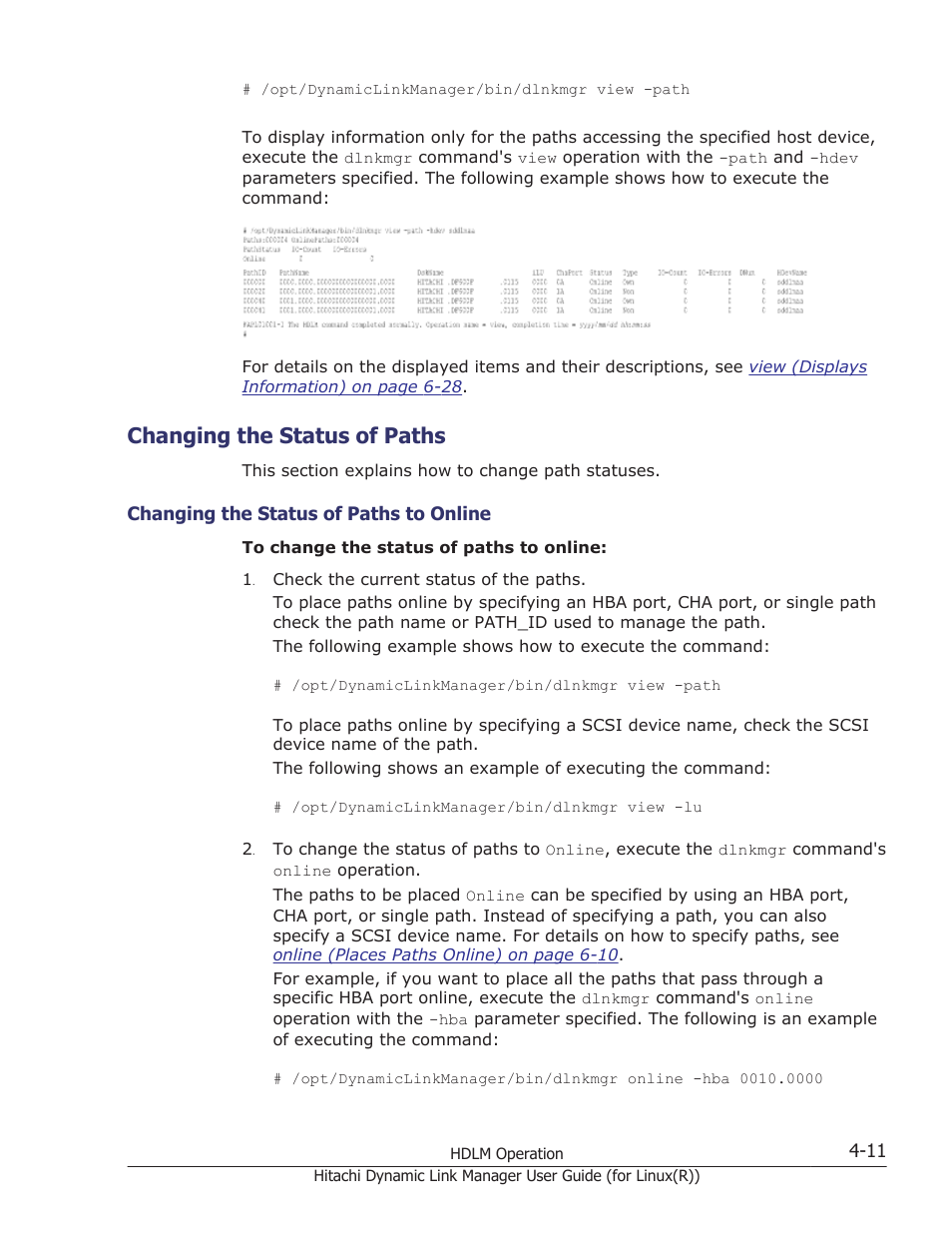 Changing the status of paths, Changing the status of paths -11, Changing the status of paths to online -11 | HP XP P9500 Storage User Manual | Page 307 / 640