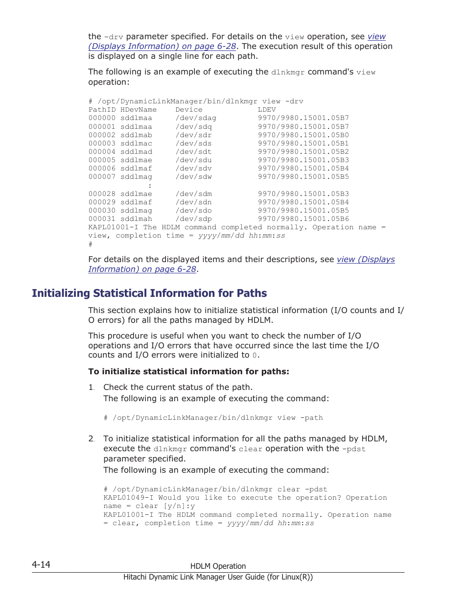 Initializing statistical information for paths, Initializing statistical information for paths -14 | HP XP P9500 Storage User Manual | Page 310 / 640