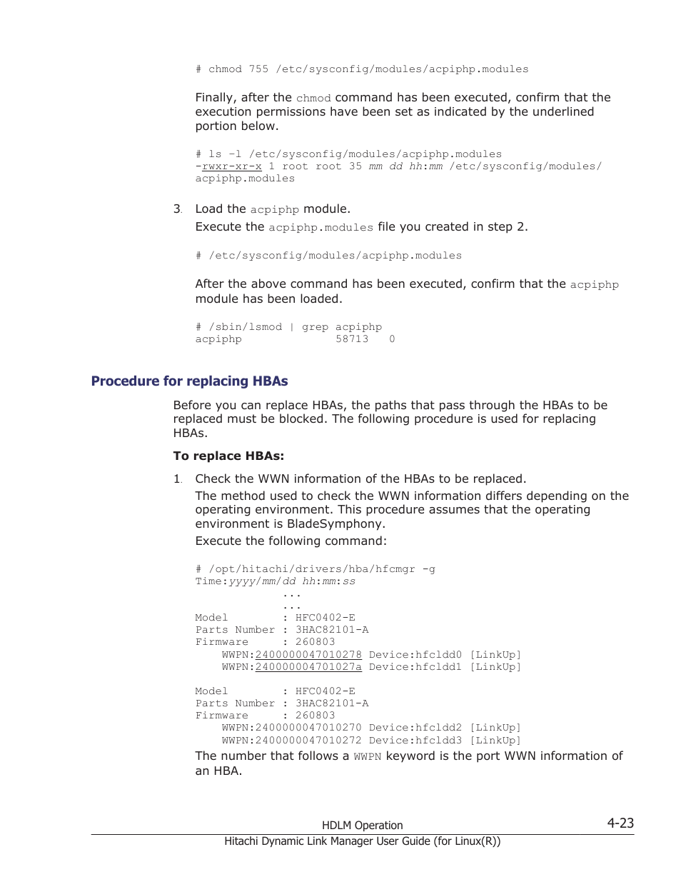 Procedure for replacing hbas -23, If the | HP XP P9500 Storage User Manual | Page 319 / 640