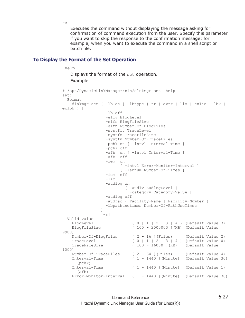 To display the format of the set operation -27 | HP XP P9500 Storage User Manual | Page 379 / 640