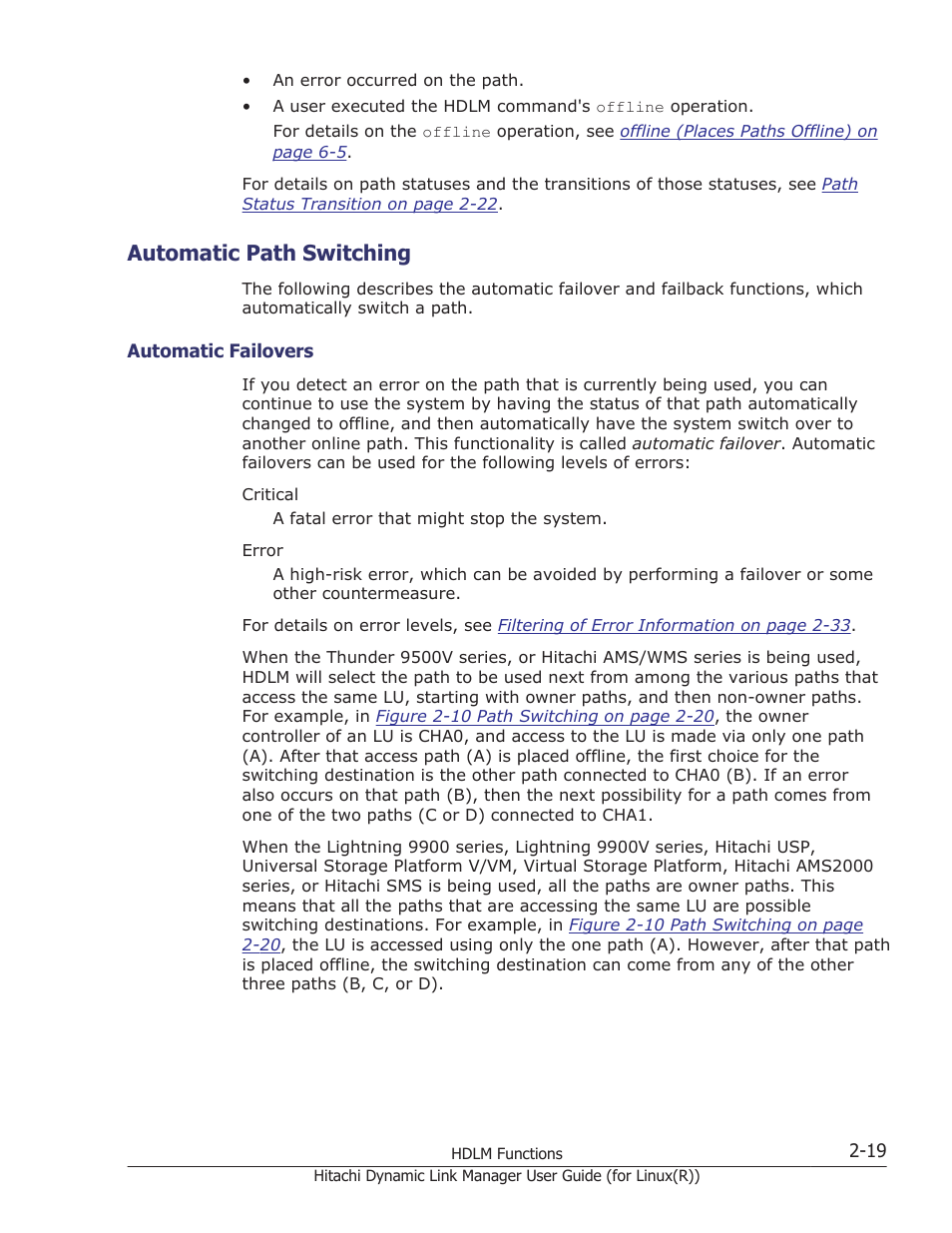 Automatic path switching, Automatic path switching -19, Automatic failovers -19 | HP XP P9500 Storage User Manual | Page 41 / 640