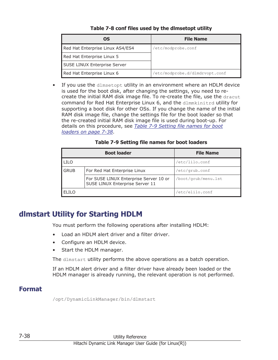 Dlmstart utility for starting hdlm, Format, Dlmstart utility for starting hdlm -38 | Format -38 | HP XP P9500 Storage User Manual | Page 448 / 640