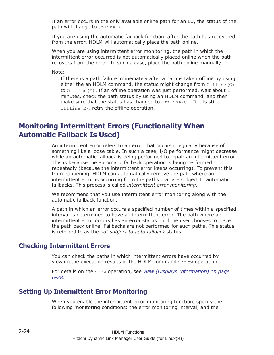 Checking intermittent errors, Setting up intermittent error monitoring, Checking intermittent errors -24 | Setting up intermittent error monitoring -24 | HP XP P9500 Storage User Manual | Page 46 / 640