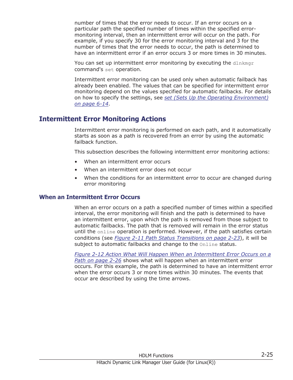 Intermittent error monitoring actions, Intermittent error monitoring actions -25, When an intermittent error occurs -25 | HP XP P9500 Storage User Manual | Page 47 / 640