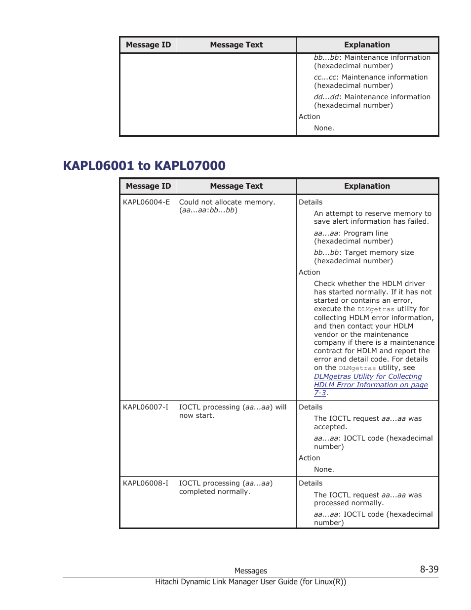 Kapl06001 to kapl07000, Kapl06001 to kapl07000 -39 | HP XP P9500 Storage User Manual | Page 499 / 640