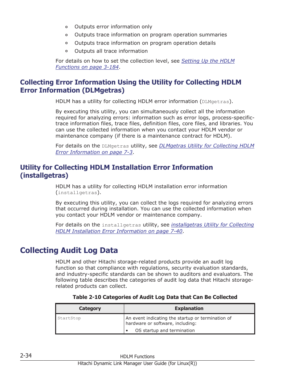 Collecting audit log data, Dlmgetras) -34, Collecting audit log data -34 | HP XP P9500 Storage User Manual | Page 56 / 640