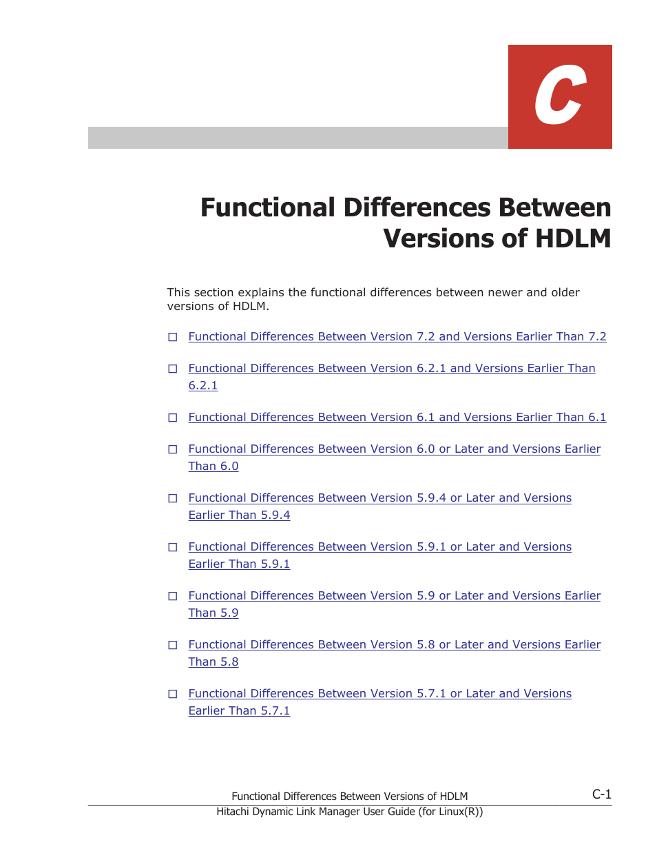 Functional differences between versions of hdlm, C functional differences, Between versions of hdlm on | HP XP P9500 Storage User Manual | Page 611 / 640