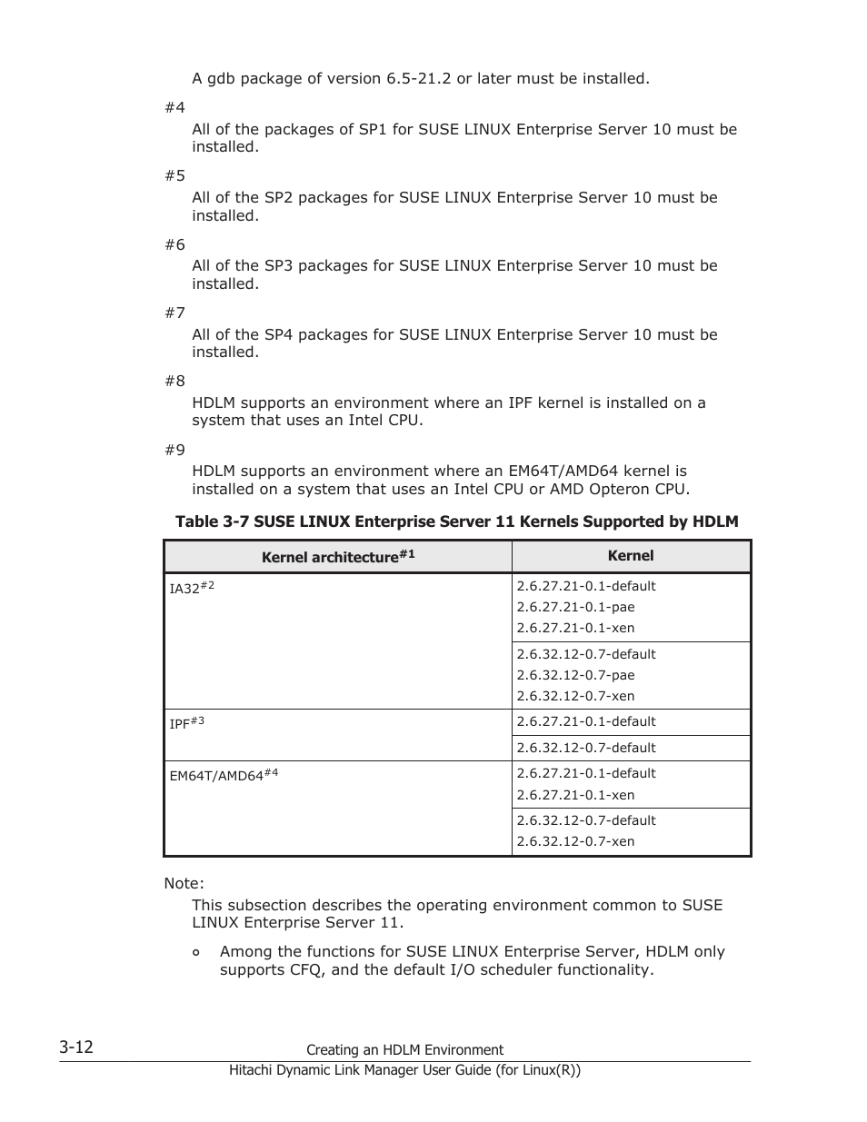 Table 3-7 suse linux enterprise server 11 kernels, Table 3-7 suse linux enterprise server | HP XP P9500 Storage User Manual | Page 80 / 640