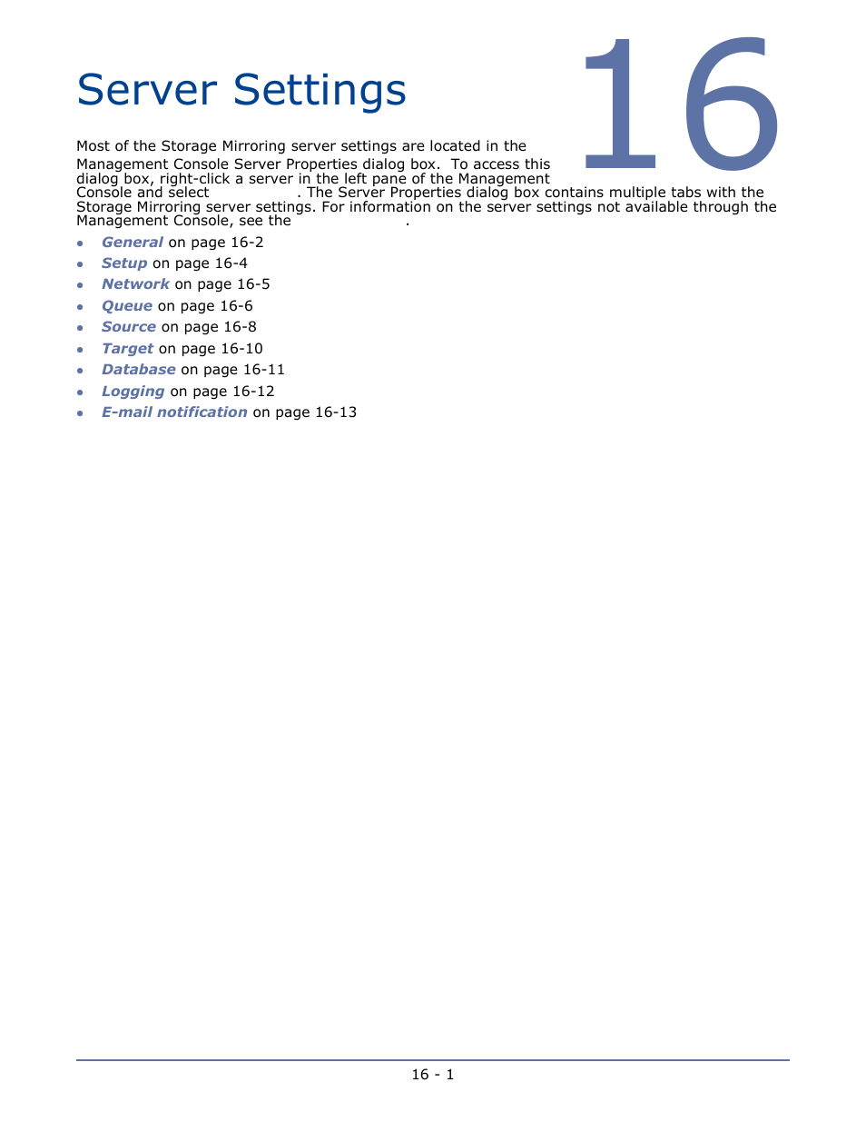 Server settings | HP Storage Mirroring Software User Manual | Page 117 / 134