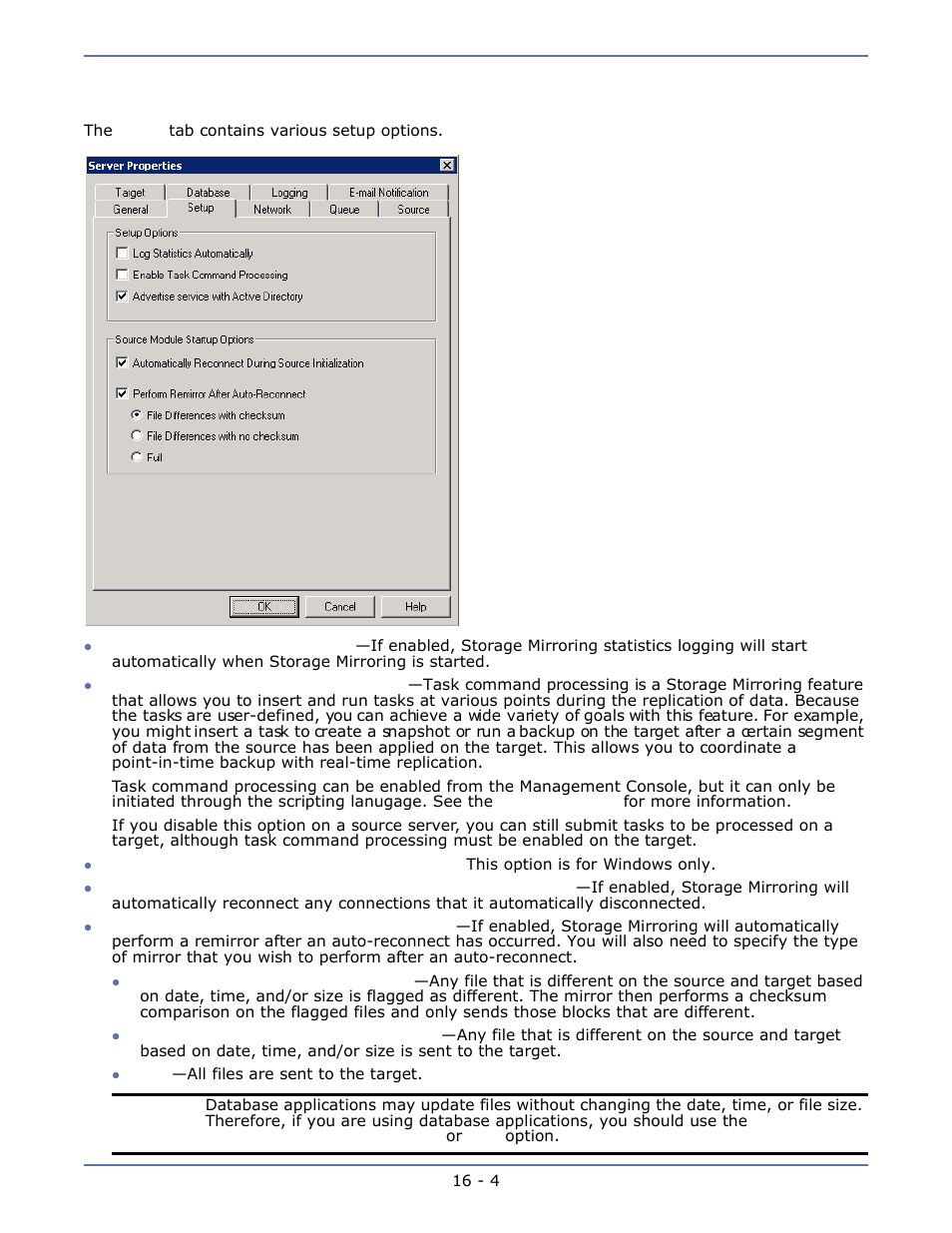 Setup, Network -5 | HP Storage Mirroring Software User Manual | Page 120 / 134