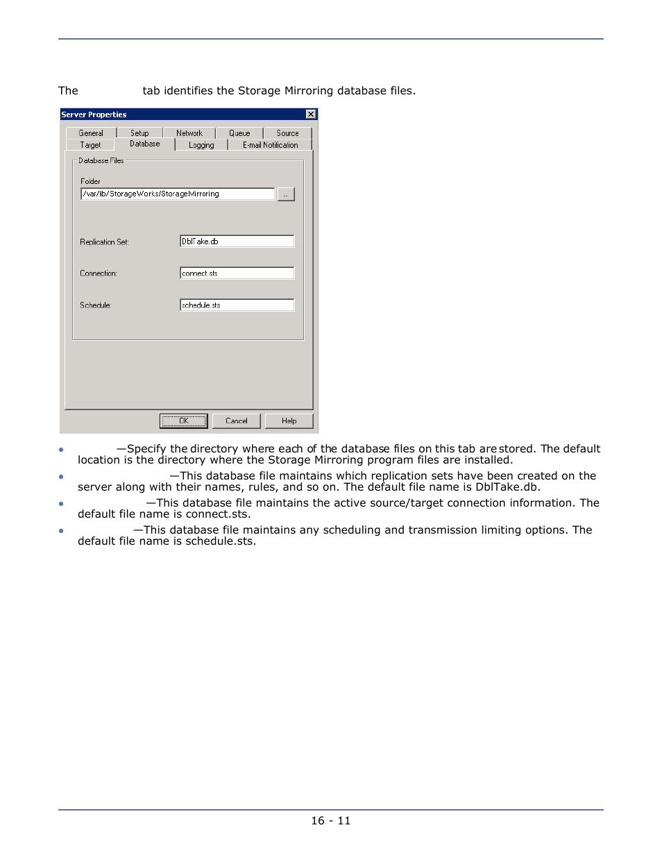 Database, Logging -12 | HP Storage Mirroring Software User Manual | Page 127 / 134