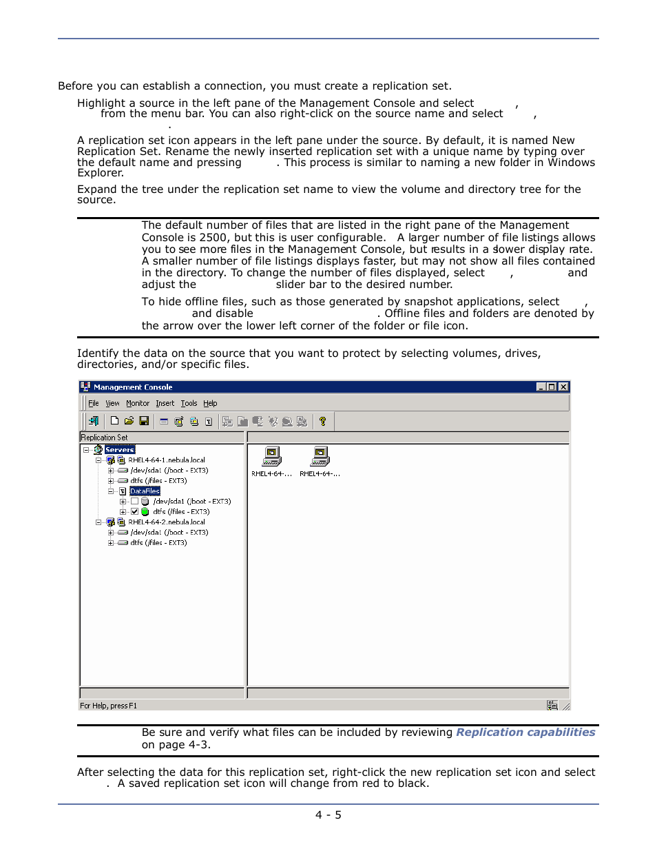 Creating a replication set | HP Storage Mirroring Software User Manual | Page 38 / 134