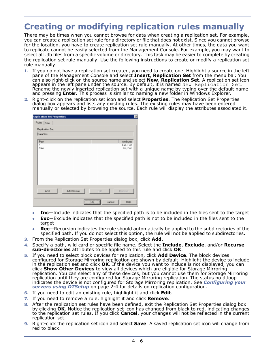 Creating or modifying replication rules manually, Selecting a block device for replication -7 | HP Storage Mirroring Software User Manual | Page 39 / 134