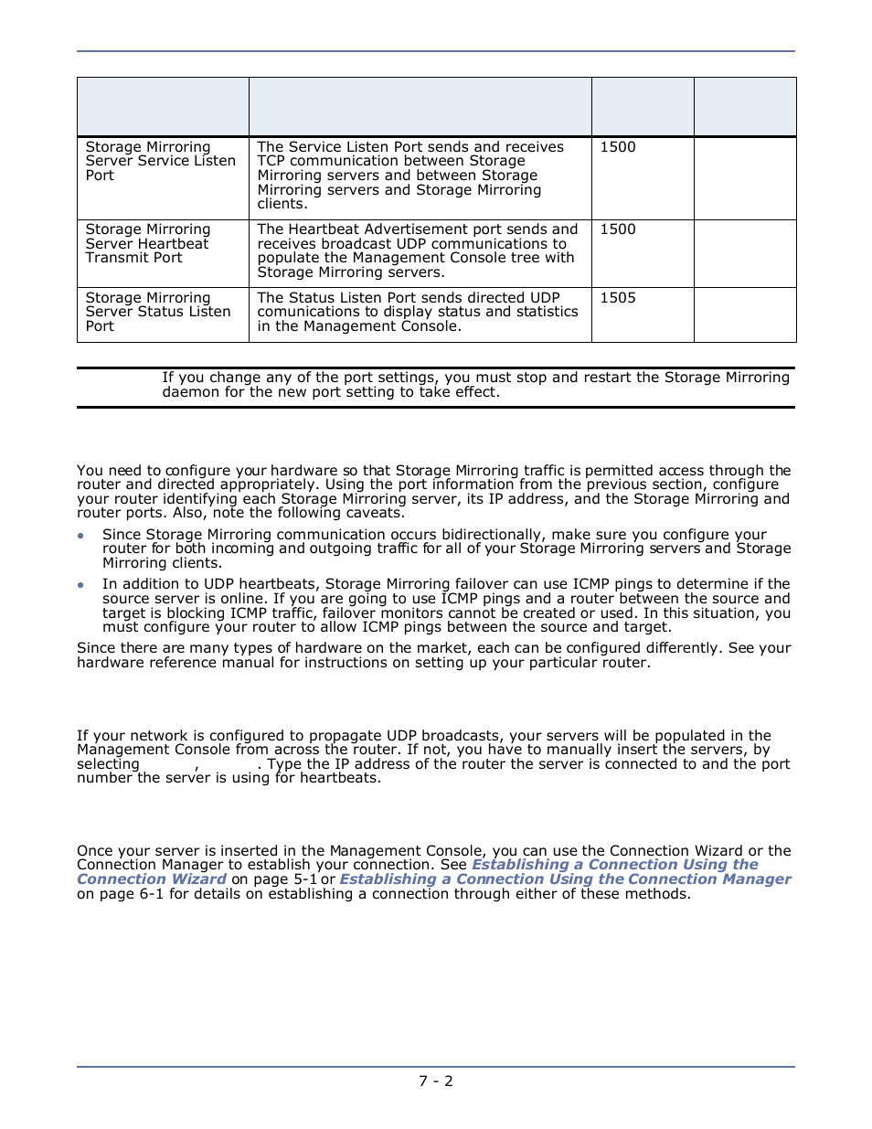 Configuring the hardware, Inserting the servers in the management console, Establishing the connection | HP Storage Mirroring Software User Manual | Page 48 / 134