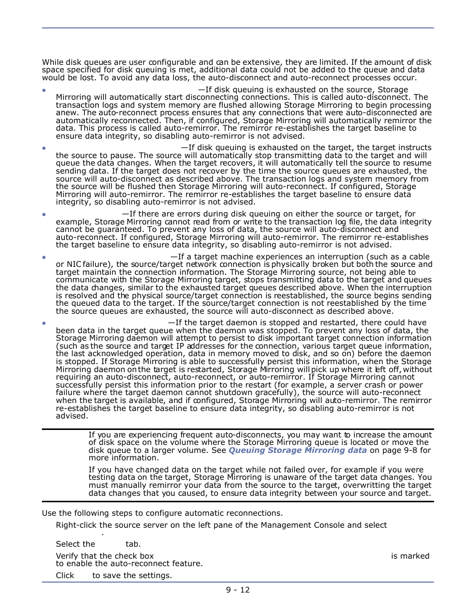 Configuring automatic reconnections, Configuring automatic reconnections -12 | HP Storage Mirroring Software User Manual | Page 62 / 134