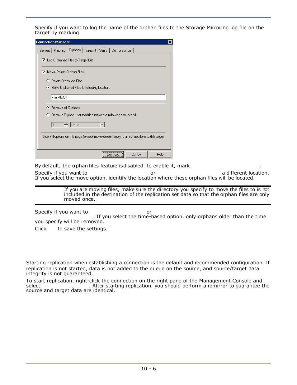 Starting replication, Starting replication -6 | HP Storage Mirroring Software User Manual | Page 69 / 134