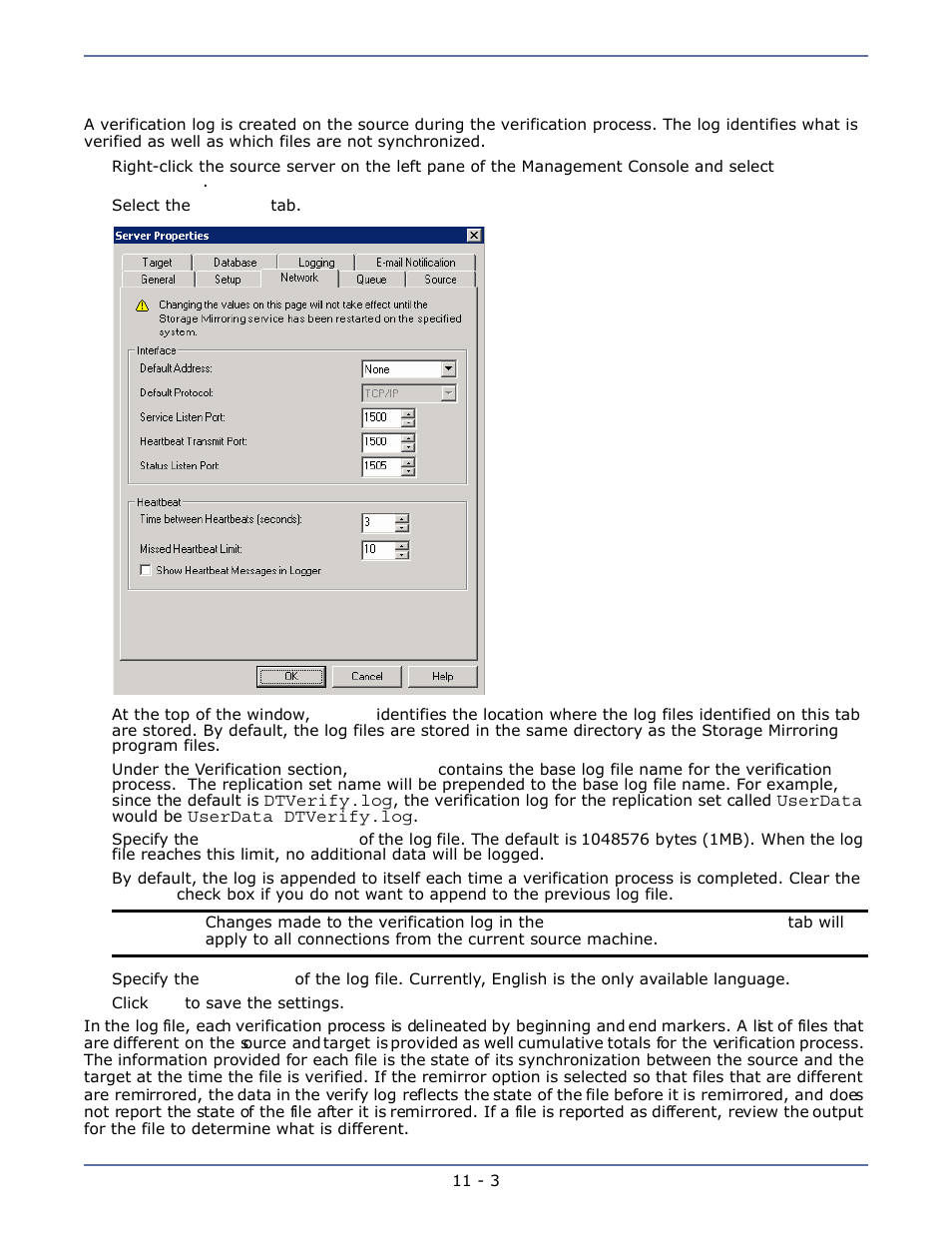 Verification log, Verification log -3 | HP Storage Mirroring Software User Manual | Page 72 / 134