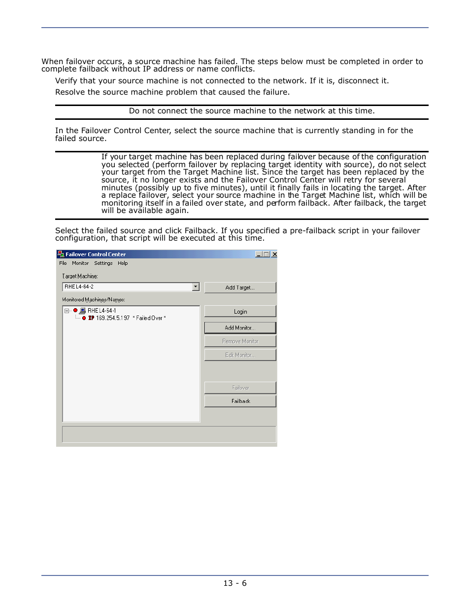 Initiating failback, Initiating failback -6 | HP Storage Mirroring Software User Manual | Page 83 / 134