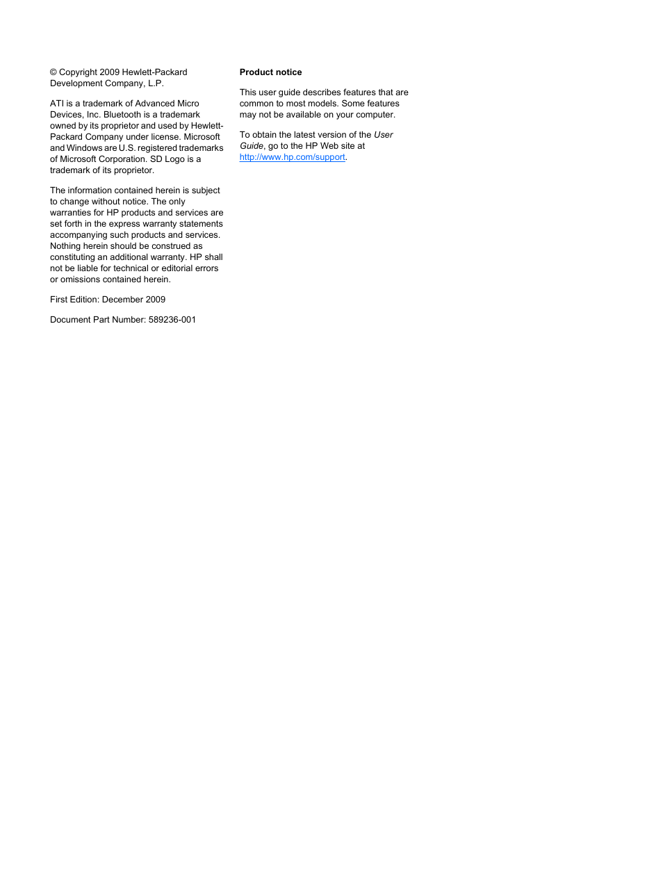 HP Pavilion dm3-1108ax Entertainment Notebook PC User Manual | Page 2 / 94