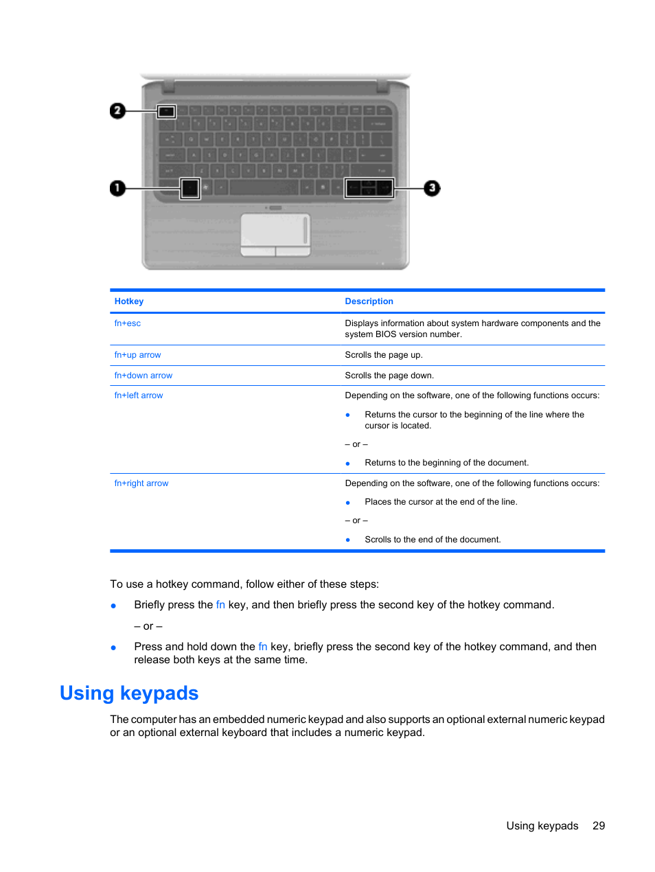 Using keypads | HP Pavilion dm3-1108ax Entertainment Notebook PC User Manual | Page 39 / 94