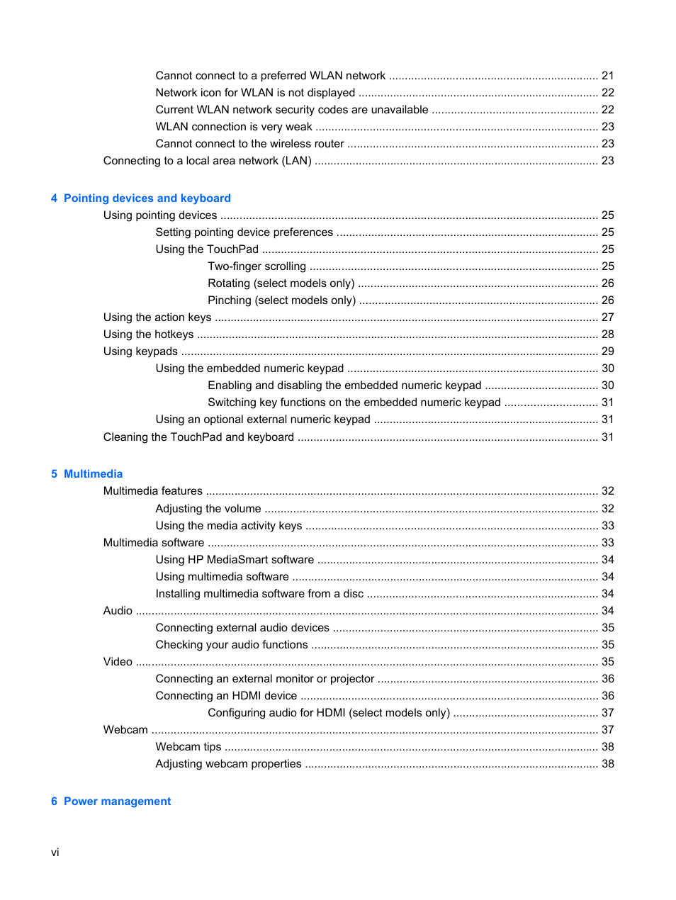 HP Pavilion dm3-1108ax Entertainment Notebook PC User Manual | Page 6 / 94