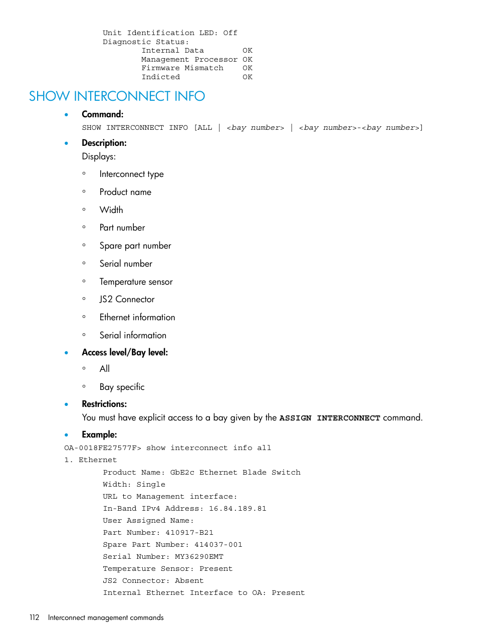 Show interconnect info | HP Integrity Superdome 2 Server User Manual | Page 112 / 217