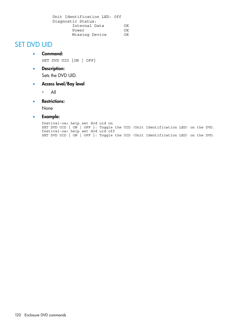 Set dvd uid | HP Integrity Superdome 2 Server User Manual | Page 120 / 217