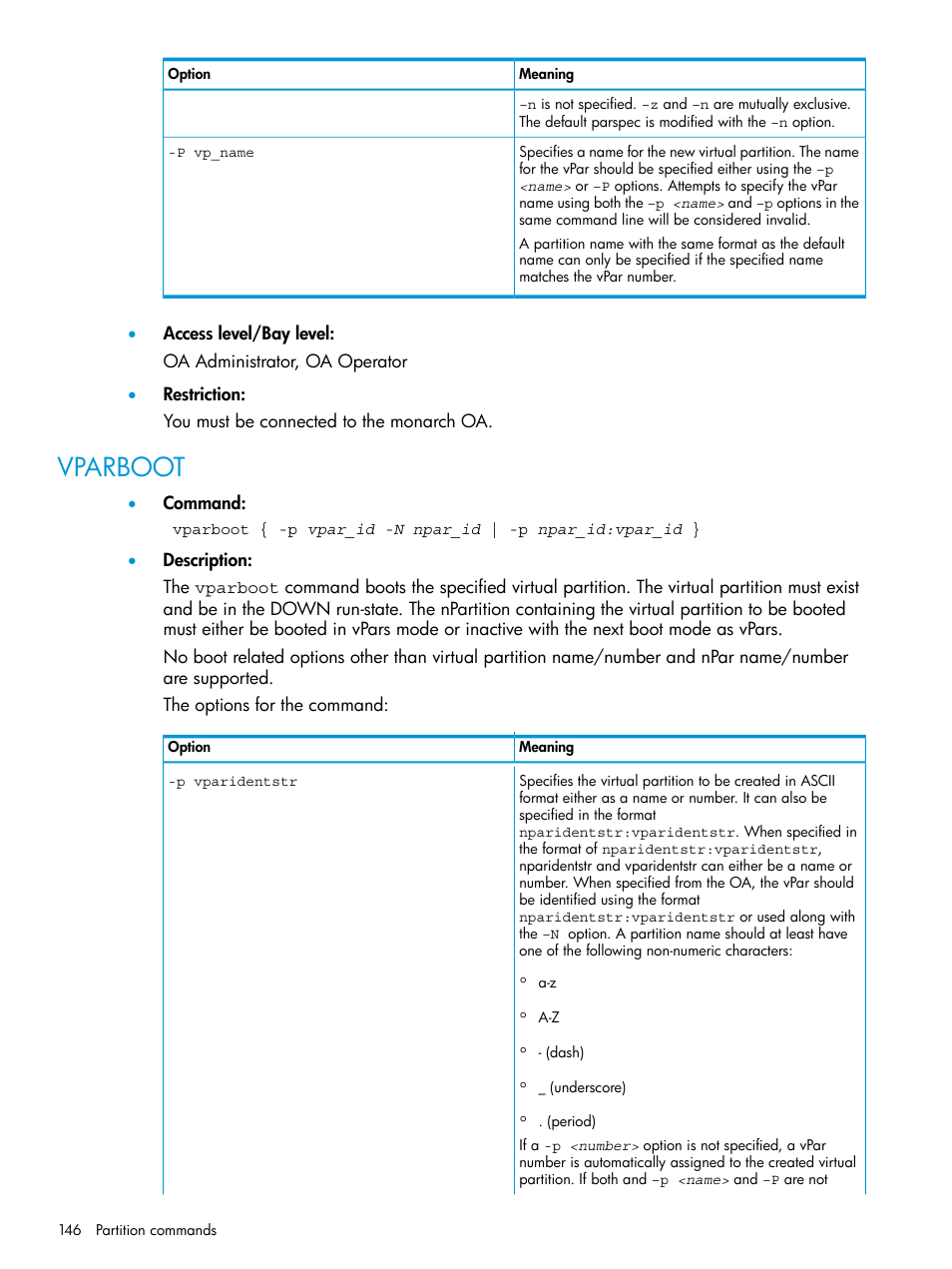 Vparboot | HP Integrity Superdome 2 Server User Manual | Page 146 / 217