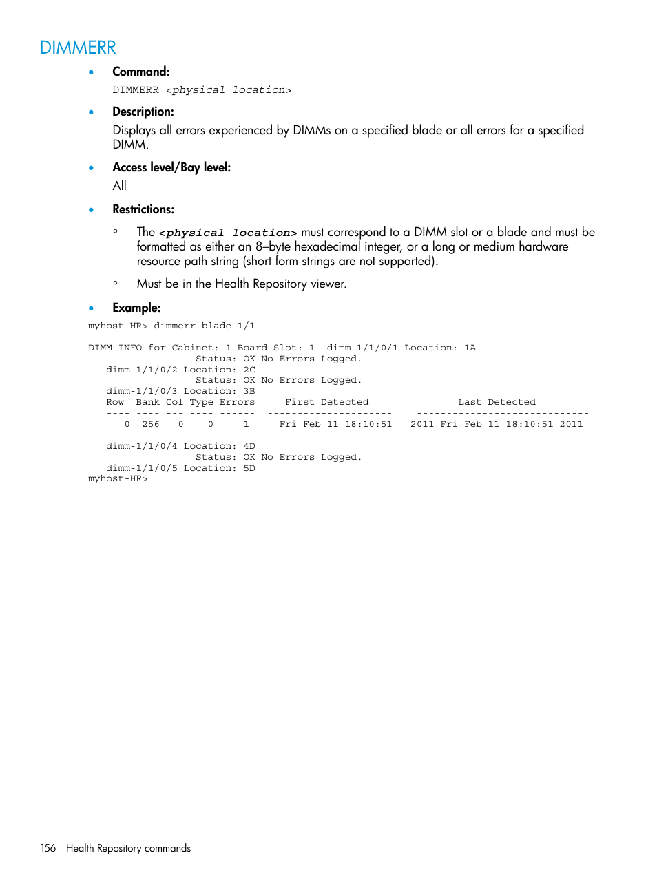 Dimmerr | HP Integrity Superdome 2 Server User Manual | Page 156 / 217