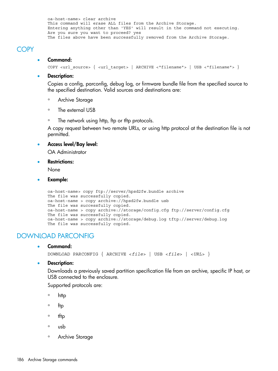 Copy, Download parconfig, Copy download parconfig | HP Integrity Superdome 2 Server User Manual | Page 186 / 217